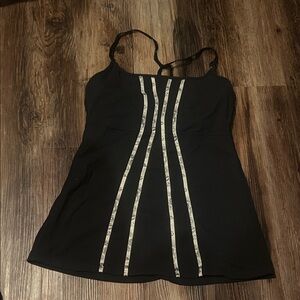 lululemon athletica Black Tank Top with White Stripes